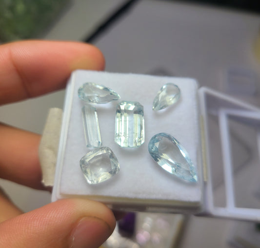 Aquamarine 6Pcs Group 19.85ct From Afghanistan Origin